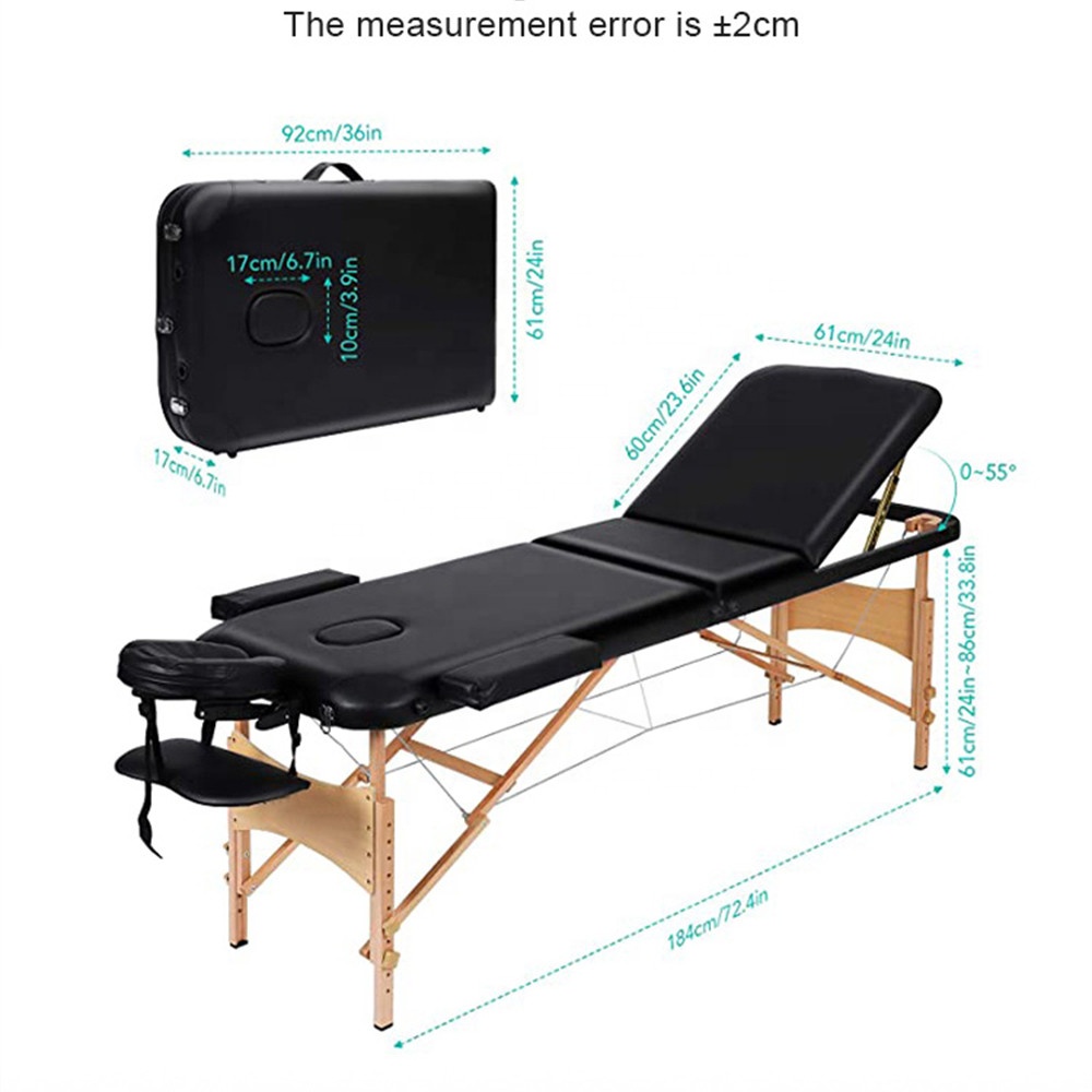 طاولة علاج تدليك خشبية محمولة خفيفة الوزن وأريكة سبا للوجه