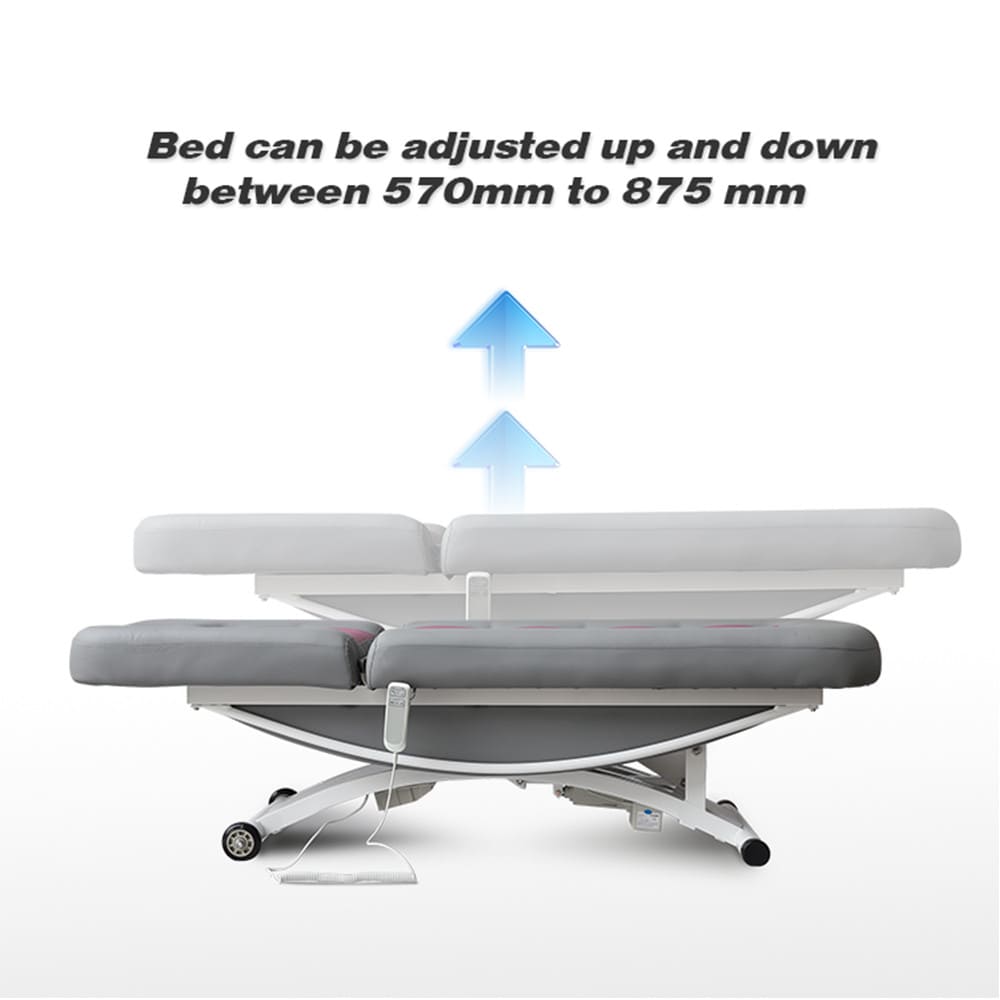 طاولة تدليك كهربائية شديدة التحمل، سرير سبا ثابت باللون الرمادي