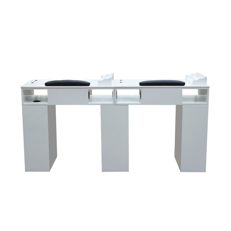 طاولة مانيكير خشبية مزدوجة لتكنولوجيا الأظافر مع أدراج - Kangmei