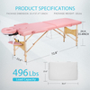 طاولة تدليك خشبية قابلة للطي باللون الوردي، سرير تجميل محمول