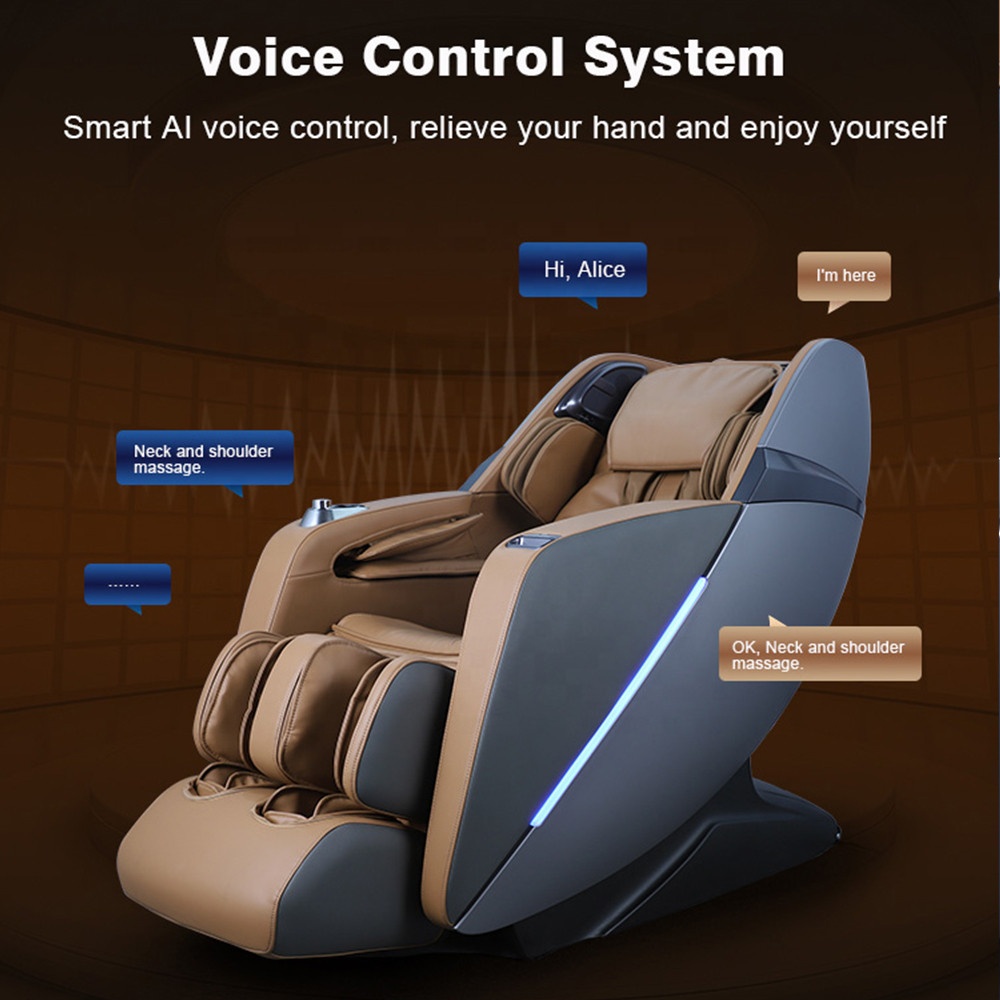 كرسي تدليك ذكي ثلاثي الأبعاد يعمل بالذكاء الاصطناعي لكامل الجسم ، SL Track ، كرسي مساج بدون جاذبية شياتسو 4D مع مكبر صوت