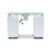 طاولة مانيكير بيضاء لمكتب الأظافر مع سطح زجاجي - كانجمي