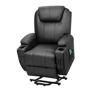 كرسي استرخاء Powerlift أسود مع الحرارة والتدليك